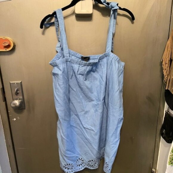 J.Crew Tie-Shoulder Hydrangea Mini Dress Embroidery Size Large - Picture 2 of 15